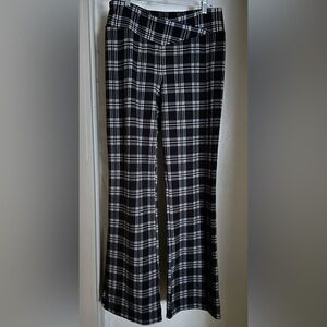 Maurice’s black and white plaid flare crossover waist pants